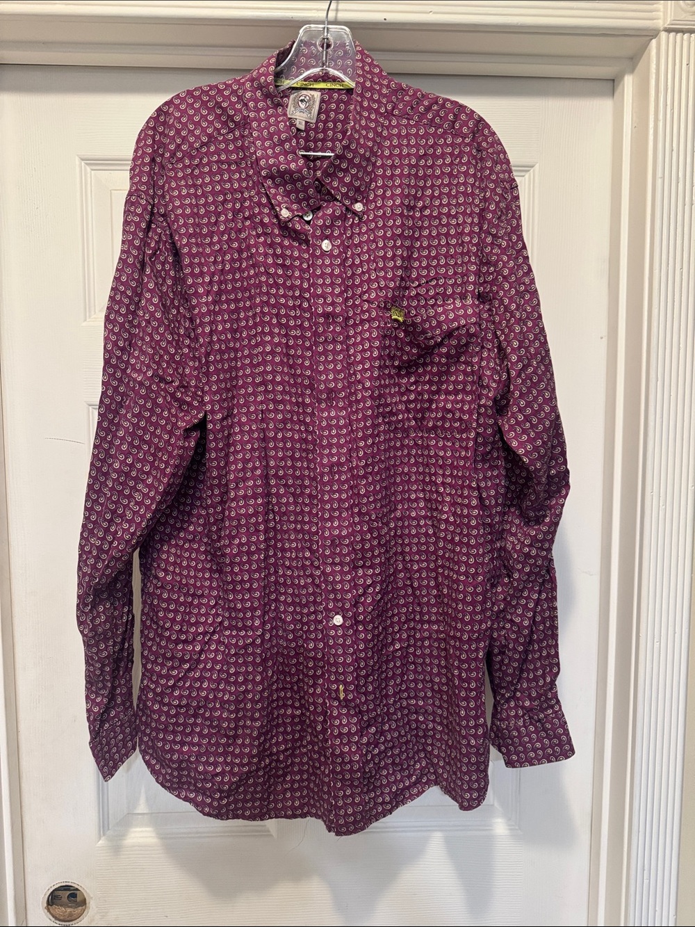 Cinch Men's Button-Down Shirt in Magenta Paisley